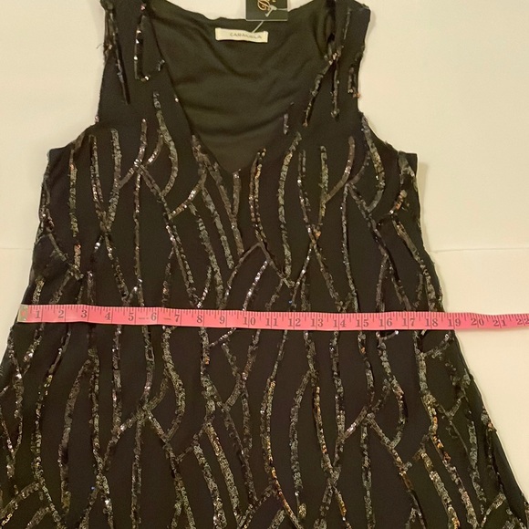Caramela  Medium Black V-Neck Sleeveless Cocktail Mini with Pattered Sequins - Picture 6 of 16
